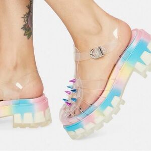Slinky Kawaii Rainbow Jelly Shoes Size 9
